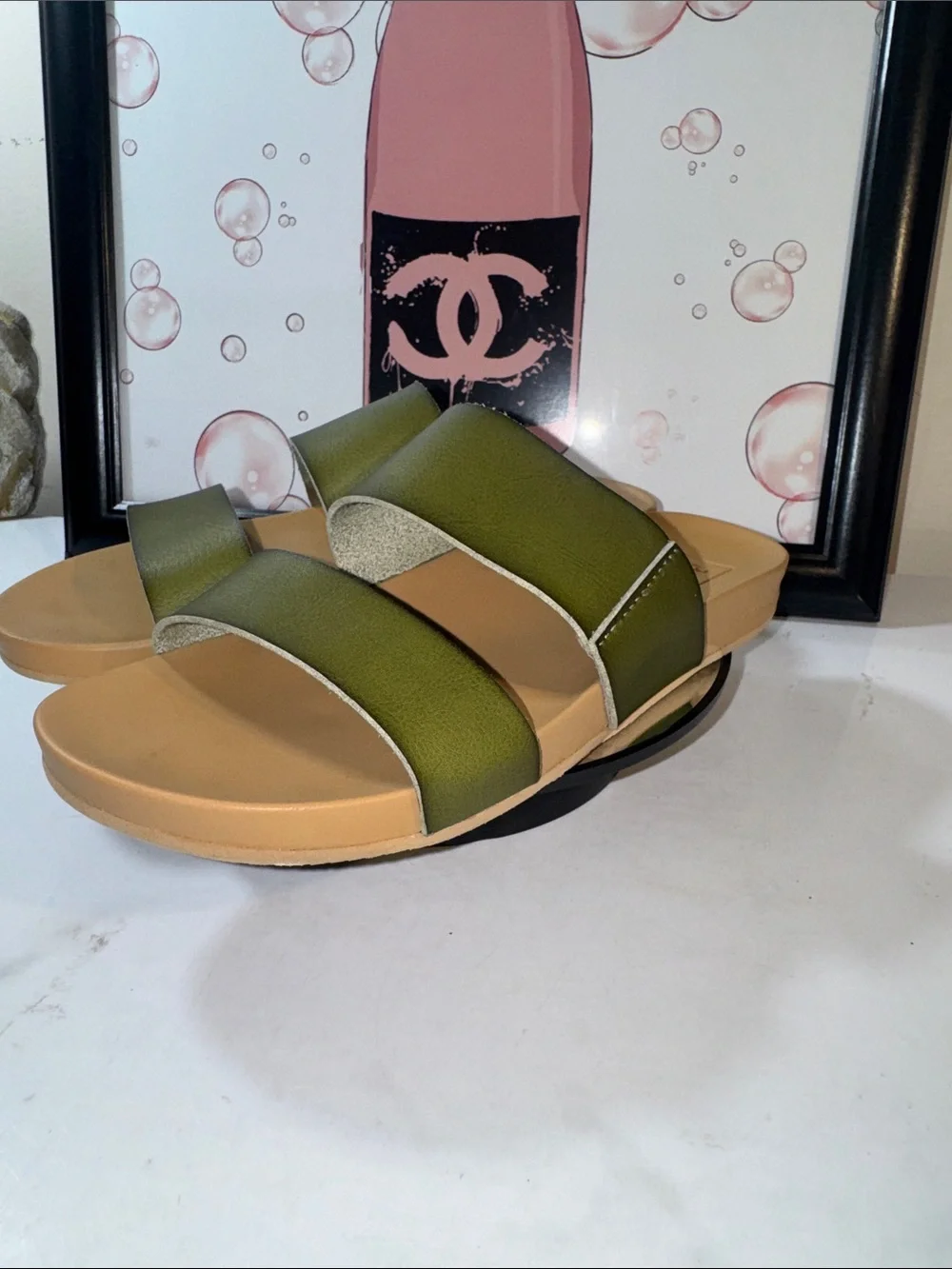 Reef Cushion Bounce Vista Olive Green Double-Strap Slide Sandals - Kids 5